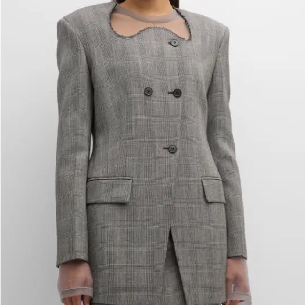 Recto Glen Check Curved-Neck Jacket